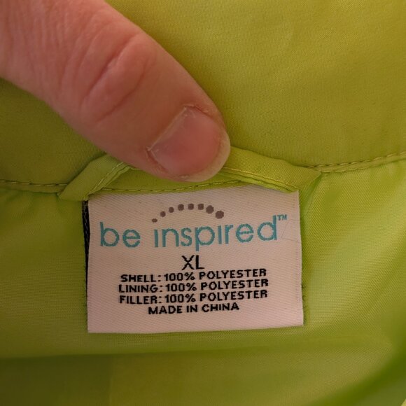 Be Inspired neon green lightweight puff vest XL EUC - Picture 7 of 8